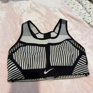 Nike Women's Striped Black and White Sports Bra